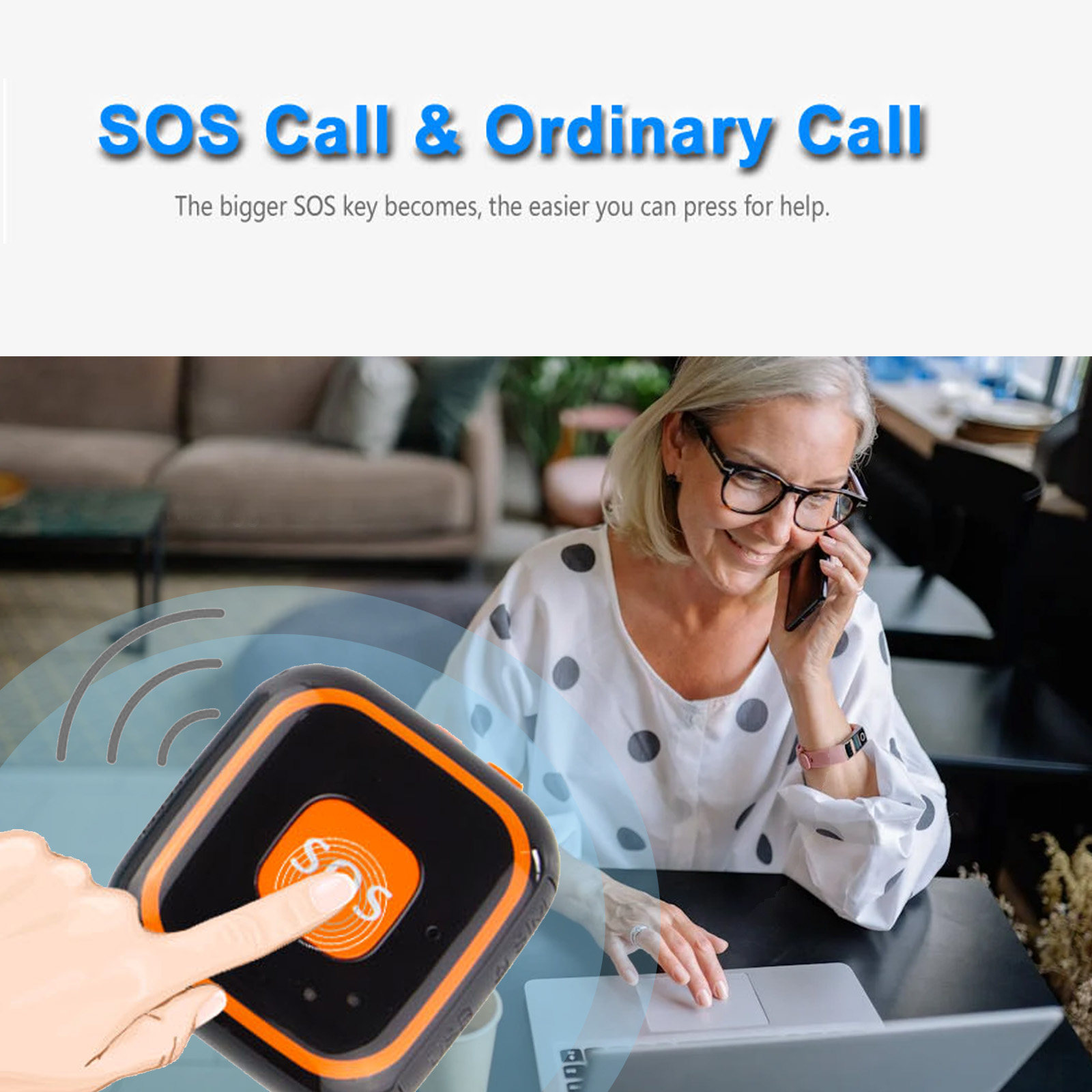 SOS Button Speaker phone Kids Elderly SOS GPS Tracker Real-Time Tracking Safety Device Tracker